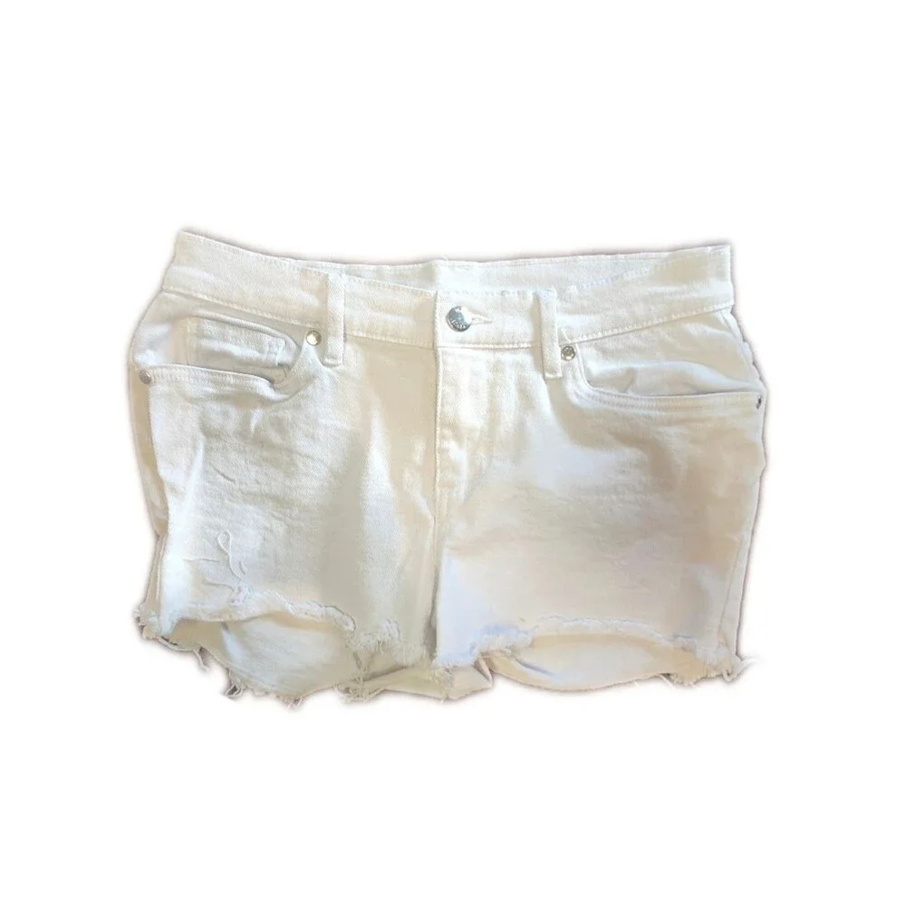 VENUS (Jeans & Polo) Low Rise White Cut Off Denim Shorts, 2